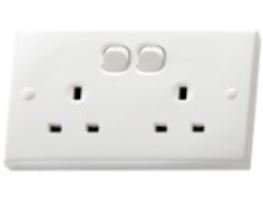 13A Twin Switch Socket Outlet- White (Orange)