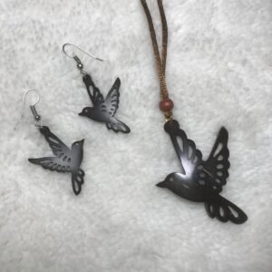 007  Coconut Cells Chain With Earring ( Hand Made)
